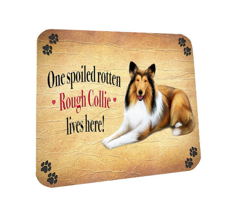 Spoiled Rotten Rough Collie Dog Coasters Set of 4