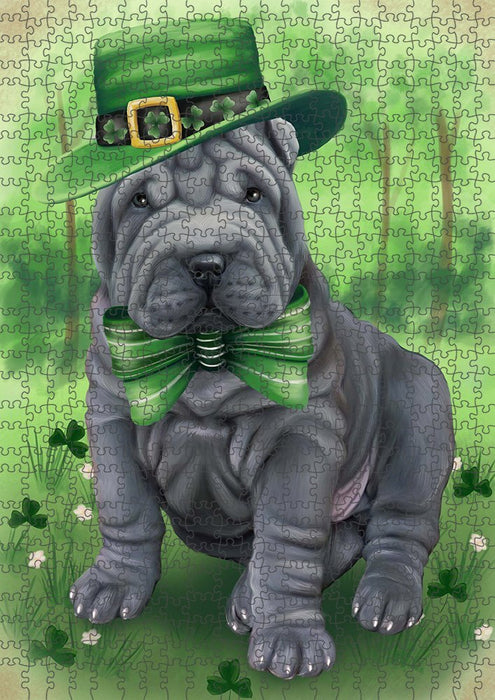 St. Patricks Day Irish Portrait Shar Pei Dog Puzzle with Photo Tin PUZL51876 (300 pc. 11" x 14")