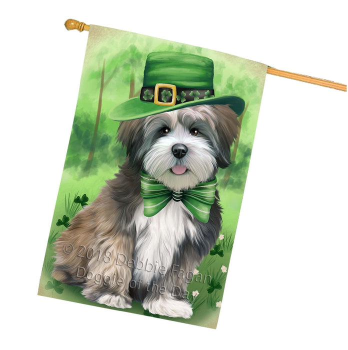 St. Patricks Day Irish Portrait Lhasa Apso Dog House Flag FLG48794