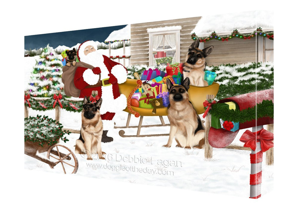 Santa With German Shepherd Dogs and Gifts Canvas