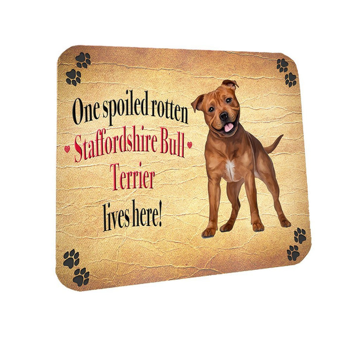 Spoiled Rotten Staffordshire Bull Terrier Dog Coasters Set of 4