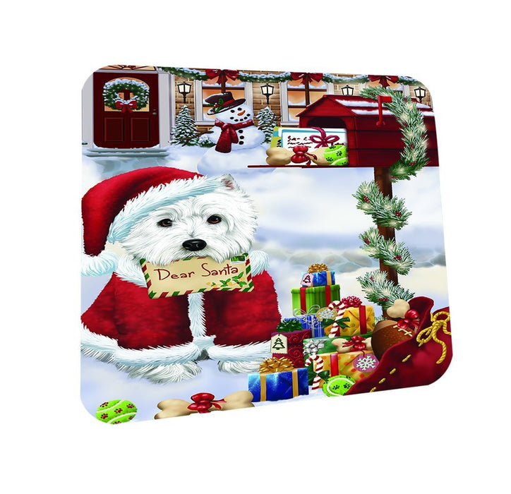 West Highland Terriers Dear Santa Letter Christmas Holiday Mailbox Dog Coasters Set of 4