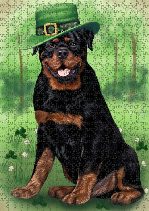 St. Patricks Day Irish Portrait Rottweiler Dog Puzzle with Photo Tin PUZL51816