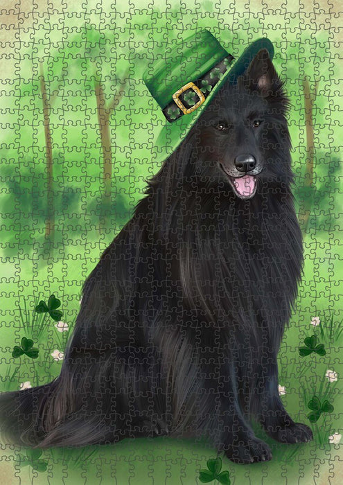 St. Patricks Day Irish Portrait Belgian Shepherd Dog Puzzle with Photo Tin PUZL51651