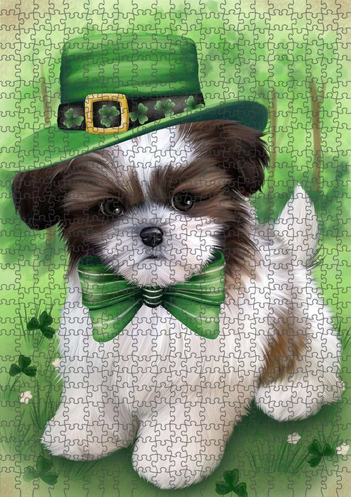 St. Patricks Day Irish Portrait Shih Tzu Dog Puzzle with Photo Tin PUZL51921