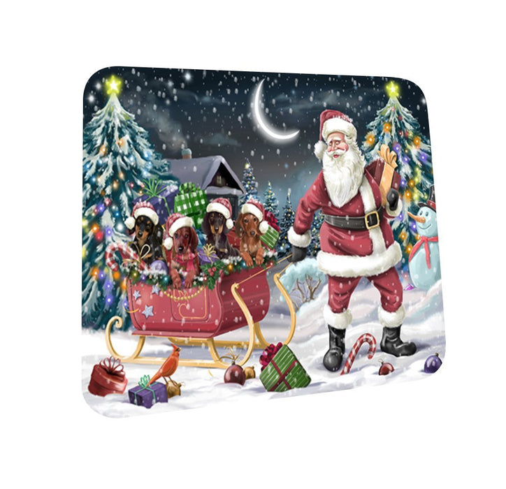Santa Sled Dogs Dachshund Christmas Coasters CST365 (Set of 4)