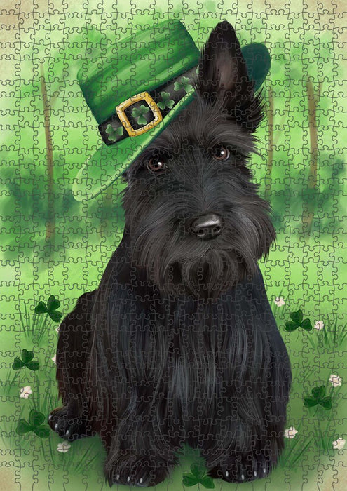 St. Patricks Day Irish Portrait Scottish Terrier Dog Puzzle with Photo Tin PUZL51858