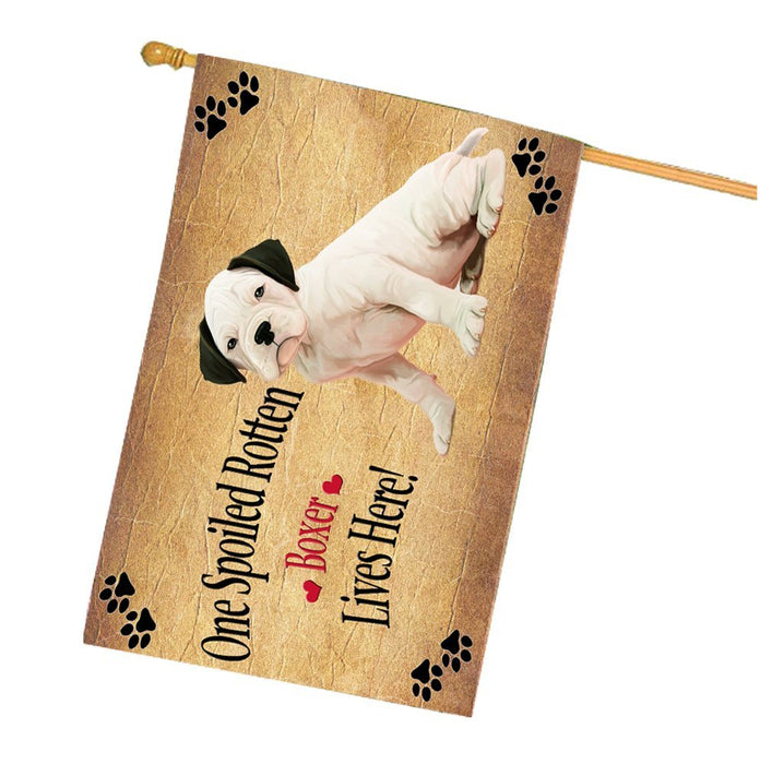 Spoiled Rotten White Boxer Dog House Flag