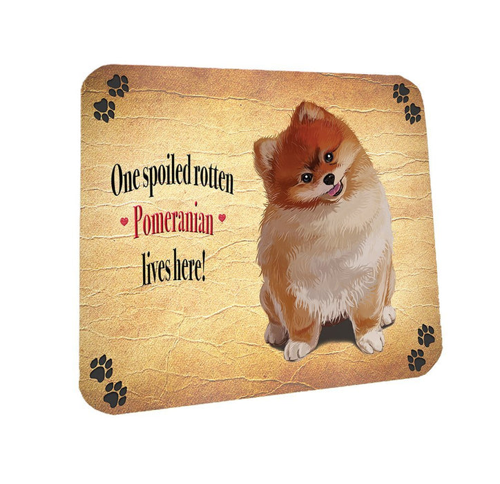 Spoiled Rotten Pomeranian Dog Coasters Set of 4