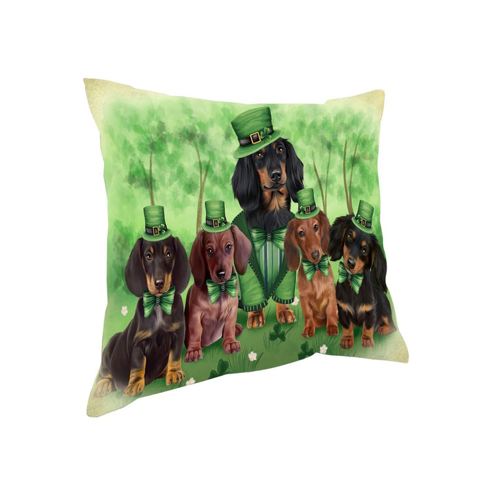 St. Patricks Day Irish Family Portrait Dachshund Dogs Pillow PIL48592