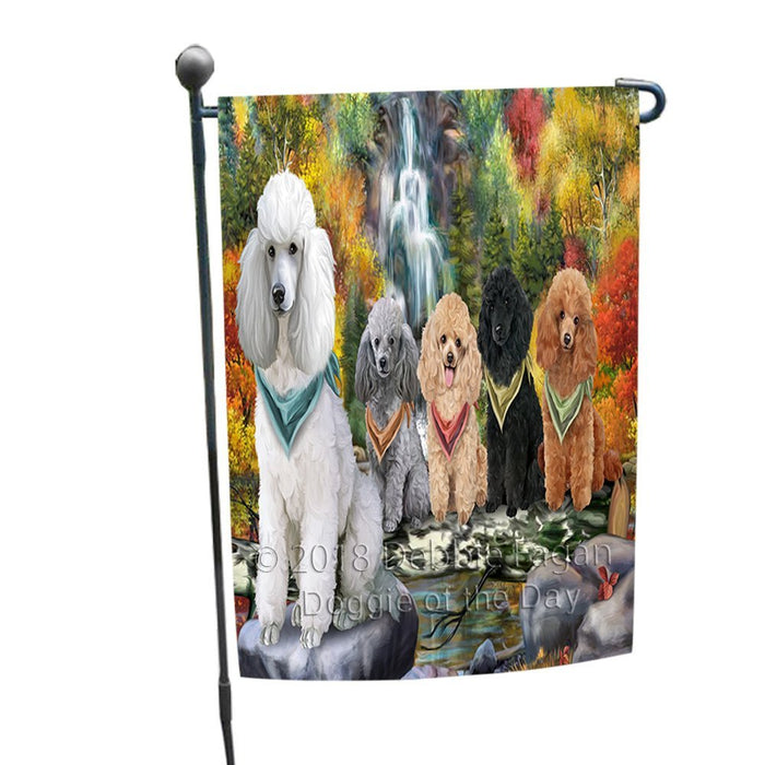 Scenic Waterfall Poodles Dog Garden Flag GFLG49305