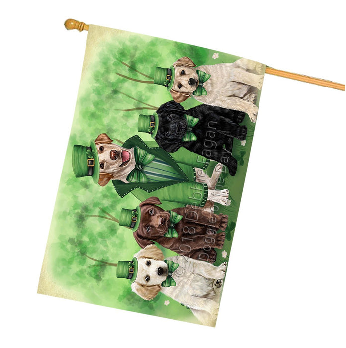 St. Patricks Day Irish Family Portrait Labrador Retrievers Dog House Flag FLG48789