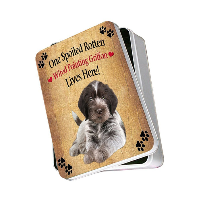 Wirehaired Pointing Griffon Puppy Spoiled Rotten Dog Photo Storage Tin