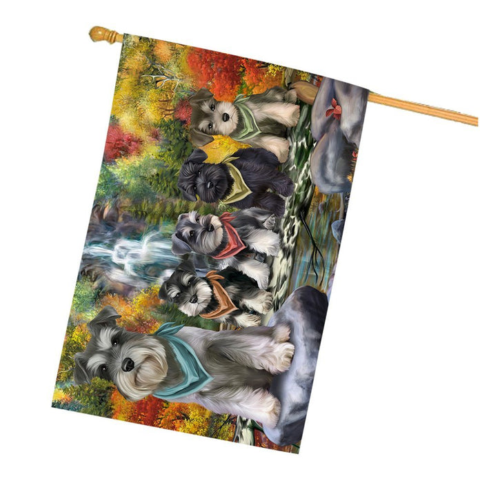 Scenic Waterfall Schnauzers Dog House Flag FLGA49459