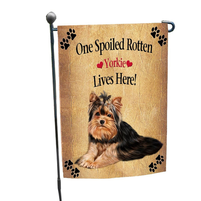 Spoiled Rotten Yorkie Dog Garden Flag