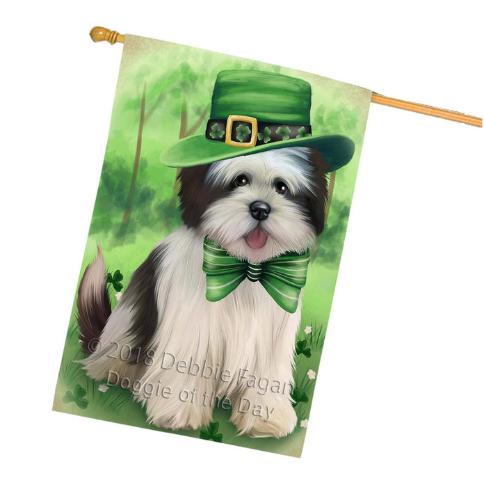 St. Patricks Day Irish Portrait Lhasa Apso Dog House Flag FLG48797