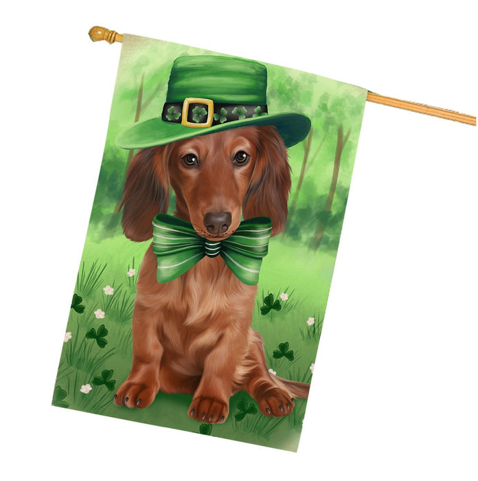 St. Patricks Day Irish Portrait Dachshund Dog House Flag FLG48149