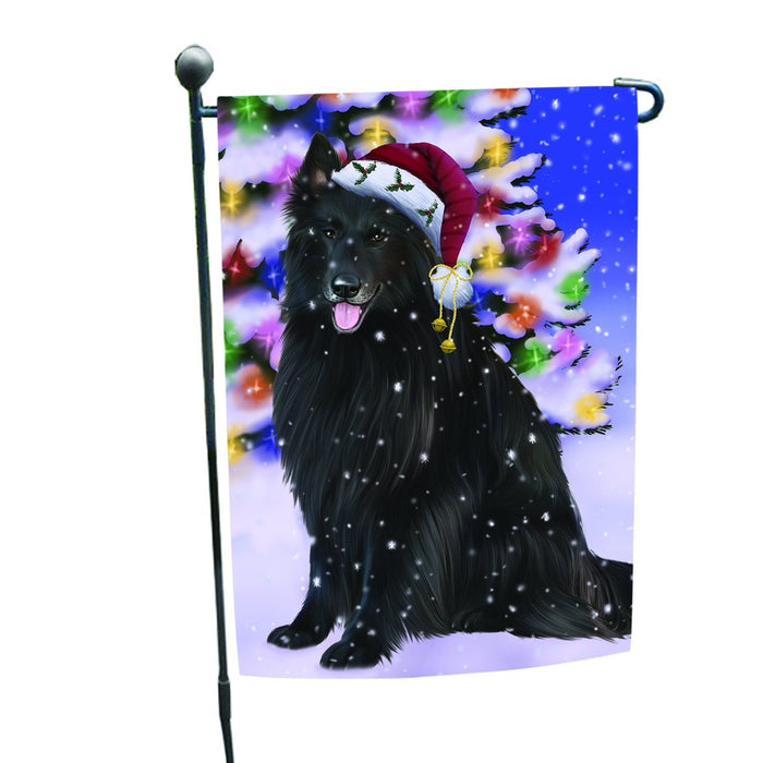 Winterland Wonderland Belgian Shepherds Dog In Christmas Holiday Scenic Background Garden Flag