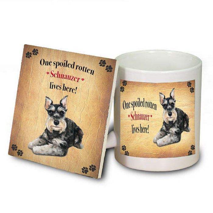 Schnauzer Spoiled Rotten Dog Coaster and Mug Combo Gift Set