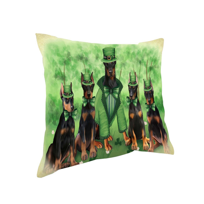 St. Patricks Day Irish Family Portrait Doberman Pinschers Dog Pillow PIL51040
