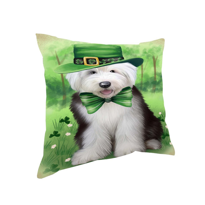 St. Patricks Day Irish Portrait Old English Sheepdog Pillow PIL51220