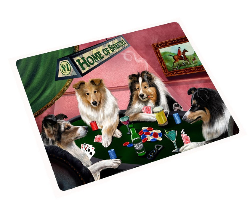 Sheltie Large Tempered Cutting Board 4 Dogs Playing Poker