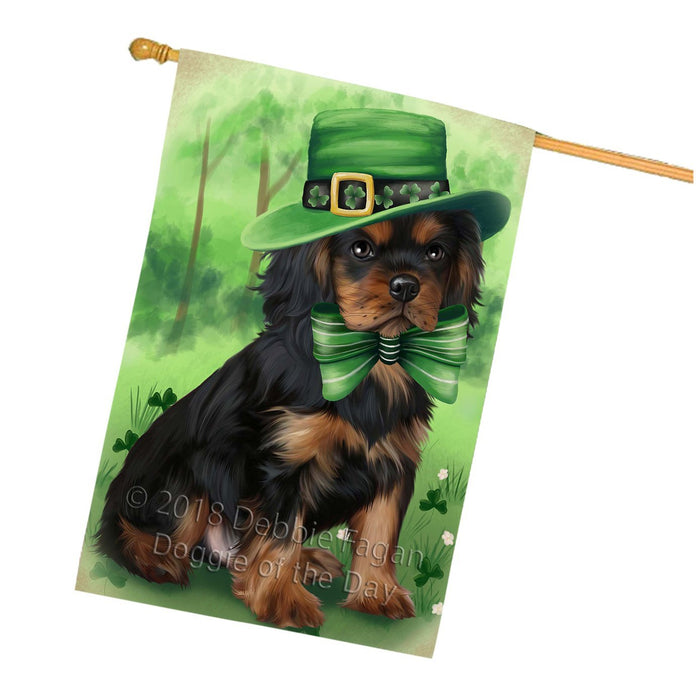 St. Patricks Day Irish Portrait Cavalier King Charles Spaniel Dog House Flag FLG48732