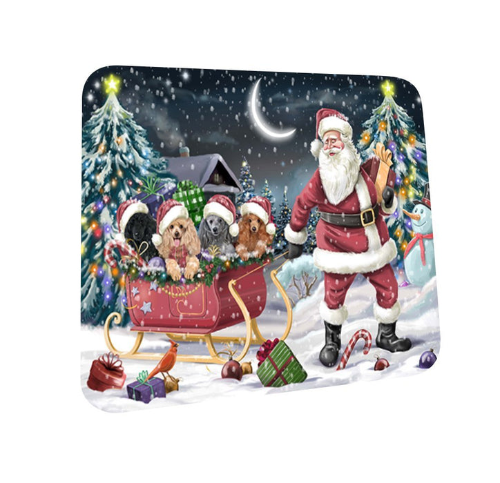 Santa Sled Dogs Poodle Christmas Coasters CST372 (Set of 4)