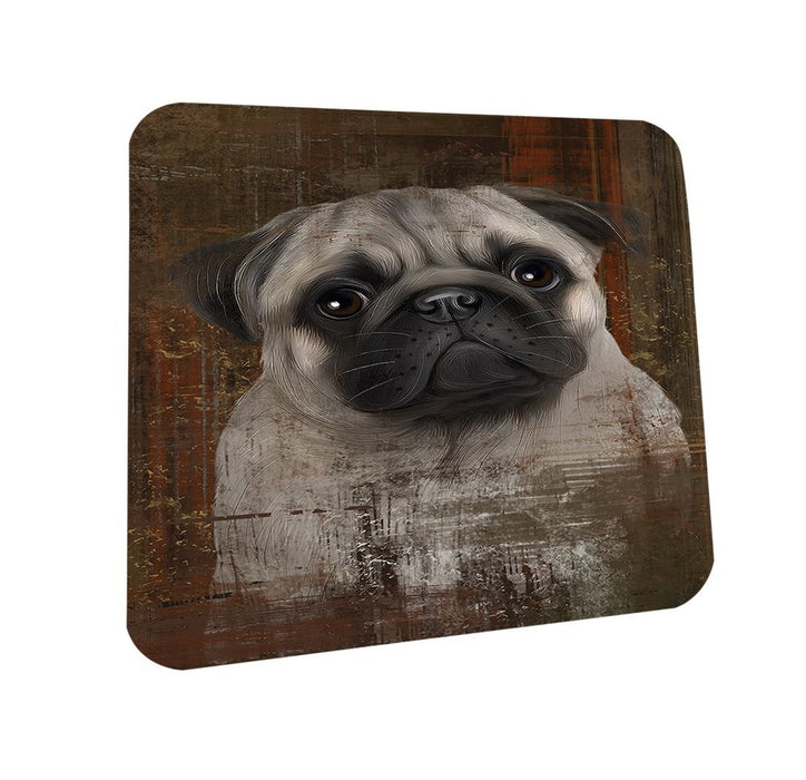 Rustic Pug Dog Coasters Set of 4 CST48189