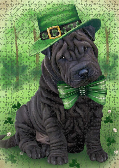 St. Patricks Day Irish Portrait Shar Pei Dog Puzzle with Photo Tin PUZL51882 (300 pc. 11" x 14")