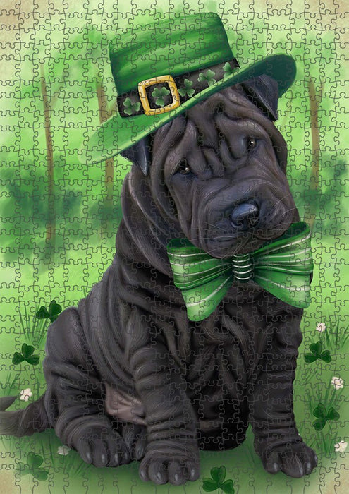 St. Patricks Day Irish Portrait Shar Pei Dog Puzzle  PUZL51882 (300 pc. 11" x 14")