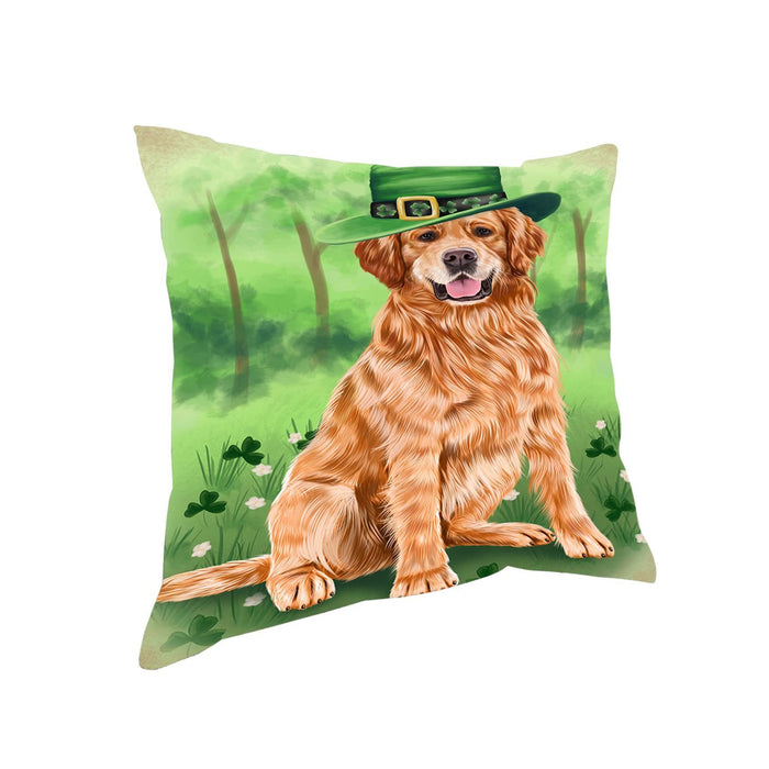 St. Patricks Day Irish Portrait Golden Retriever Dog Pillow PIL51080
