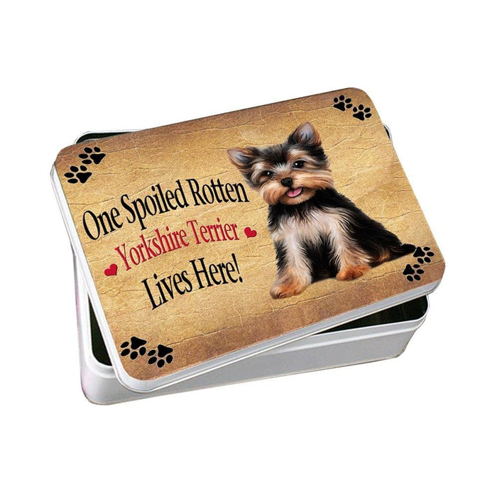 Yorkshire Terrier Spoiled Rotten Dog Photo Storage Tin