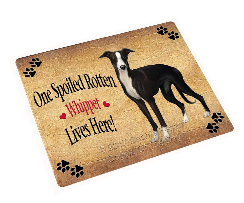 Spoiled Rotten Whippet Black And White Dog Tempered Cutting Board