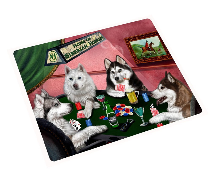 Siberian Husky Large Tempered Cutting Board 4 Dogs Playing Poker
