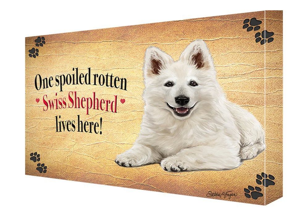 Swiss Shepherd Spoiled Rotten Dog Painting Printed on Canvas Wall Art Signed