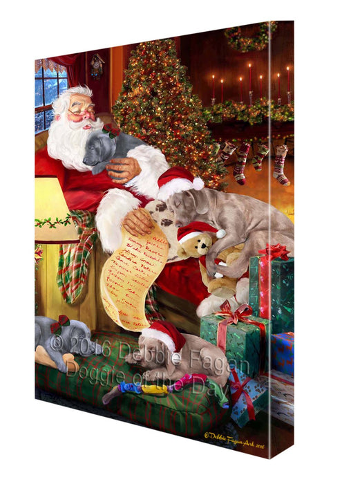 Weimaraner Dog and Puppies Sleeping with Santa Canvas Gallery Wrap 1.5" Inch