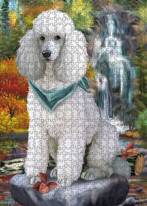 Scenic Waterfall Poodle Dog Puzzle with Photo Tin PUZL52329
