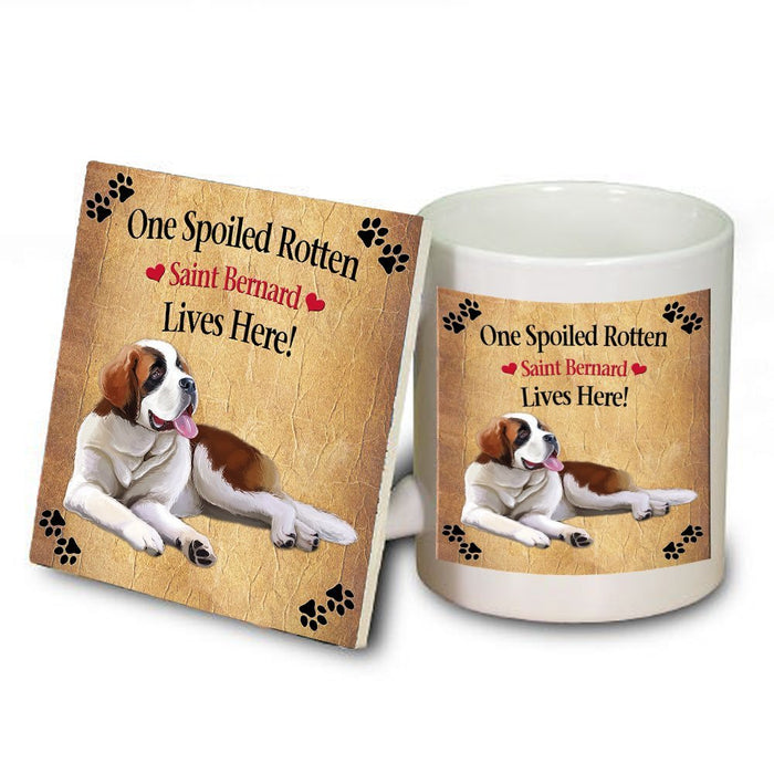 Saint Bernard Spoiled Rotten Dog Mug and Coaster Set