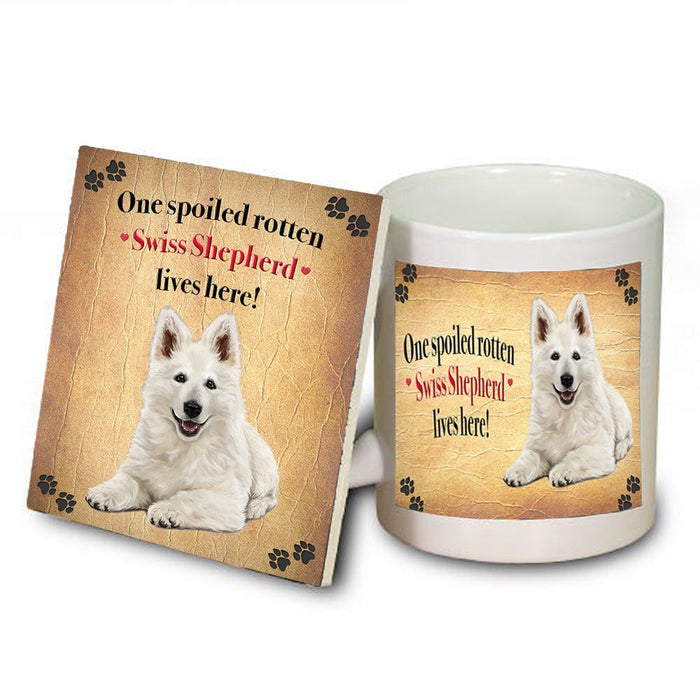 Swiss Shepherd Spoiled Rotten Dog Coaster and Mug Combo Gift Set