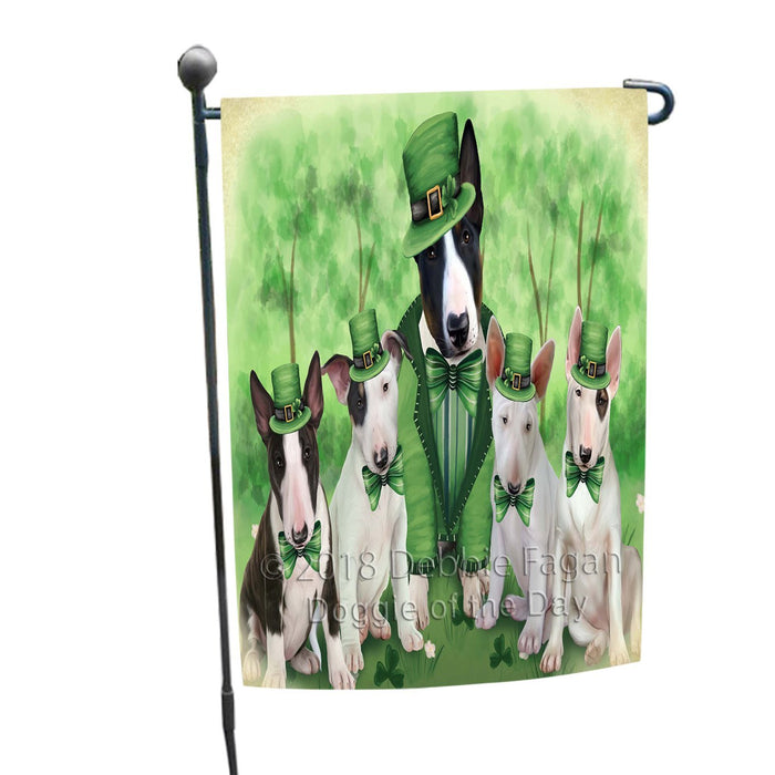 St. Patricks Day Irish Family Portrait Bull Terriers Dog Garden Flag GFLG48657