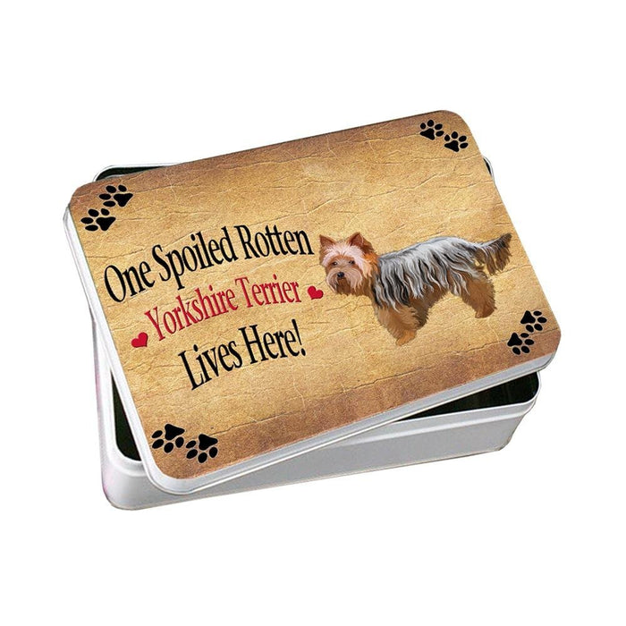 Yorkshire Terrier Spoiled Rotten Dog Photo Storage Tin