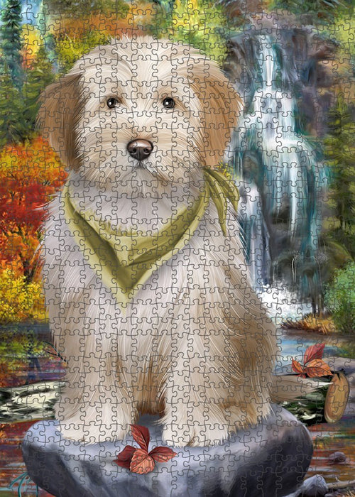 Scenic Waterfall Tibetan Terrier Dog Puzzle with Photo Tin PUZL52467
