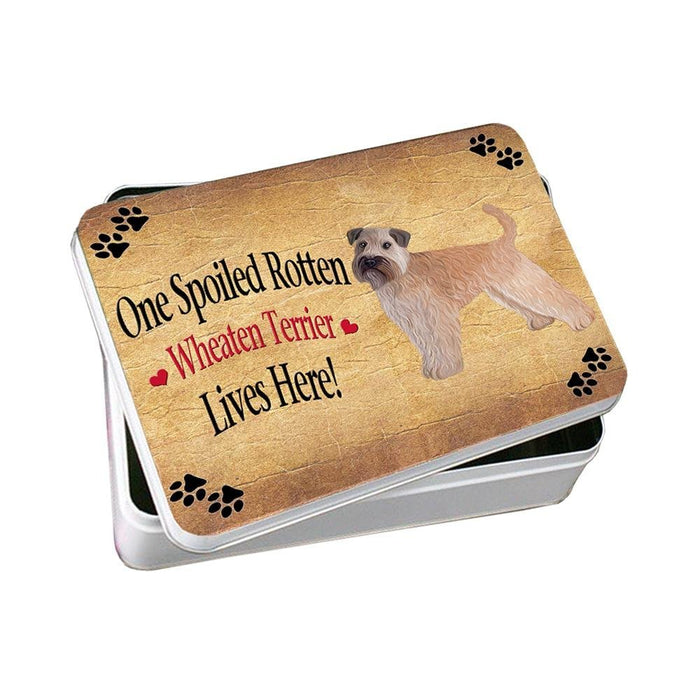 Wheaten Terrier Spoiled Rotten Dog Photo Storage Tin