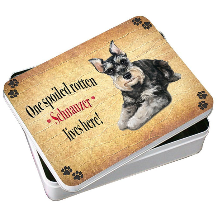 Schnauzer Spoiled Rotten Dog Photo Storage Tin