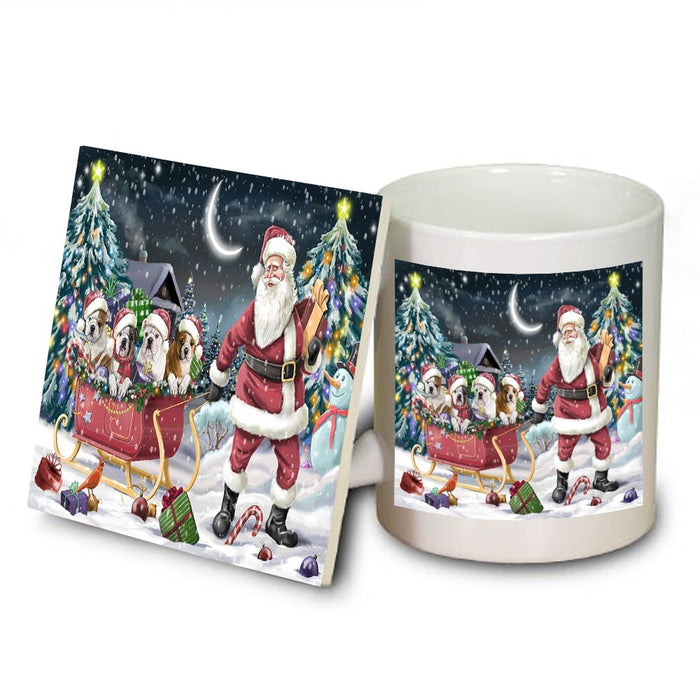 Santa Sled Dogs Bulldog Christmas Mug and Coaster Set MUC0481