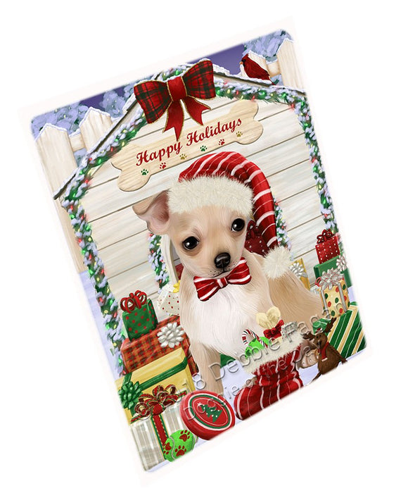 Happy Holidays Christmas Chihuahua Dog House With Presents Magnet Mini (3.5" x 2") MAG58479
