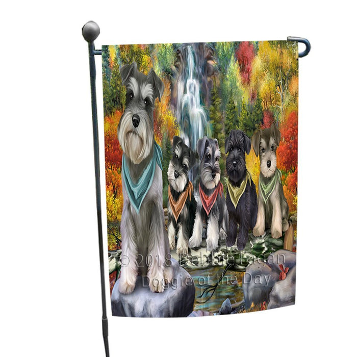 Scenic Waterfall Schnauzers Dog Garden Flag GFLG49323