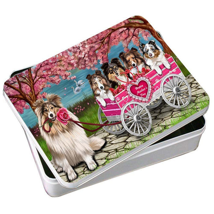 Shelties Dog with Puppies Mother's Day Photo Tin