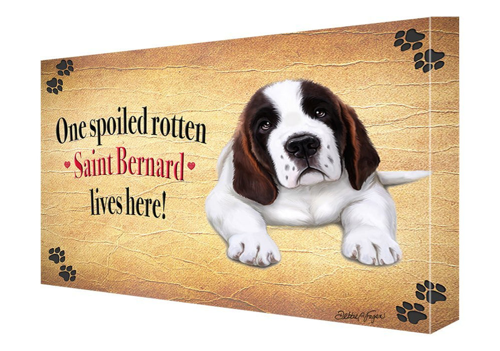 Saint Bernard Spoiled Rotten Dog Painting Printed on Canvas Wall Art Signed